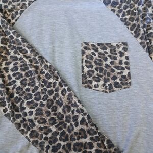 Gray Leopard Print Top